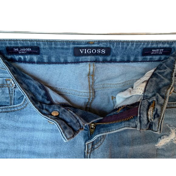Vigoss Women's The Jagger Skinny Distressed Jeans Raw Hem \ Size 27x26 - Picture 3 of 7